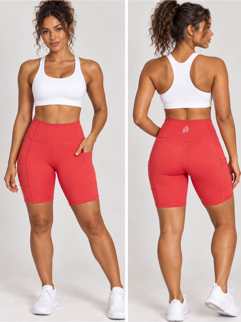 P’tula Coral High Rise 8” Biker Shorts Women’s Small Side Pockets NWT $58